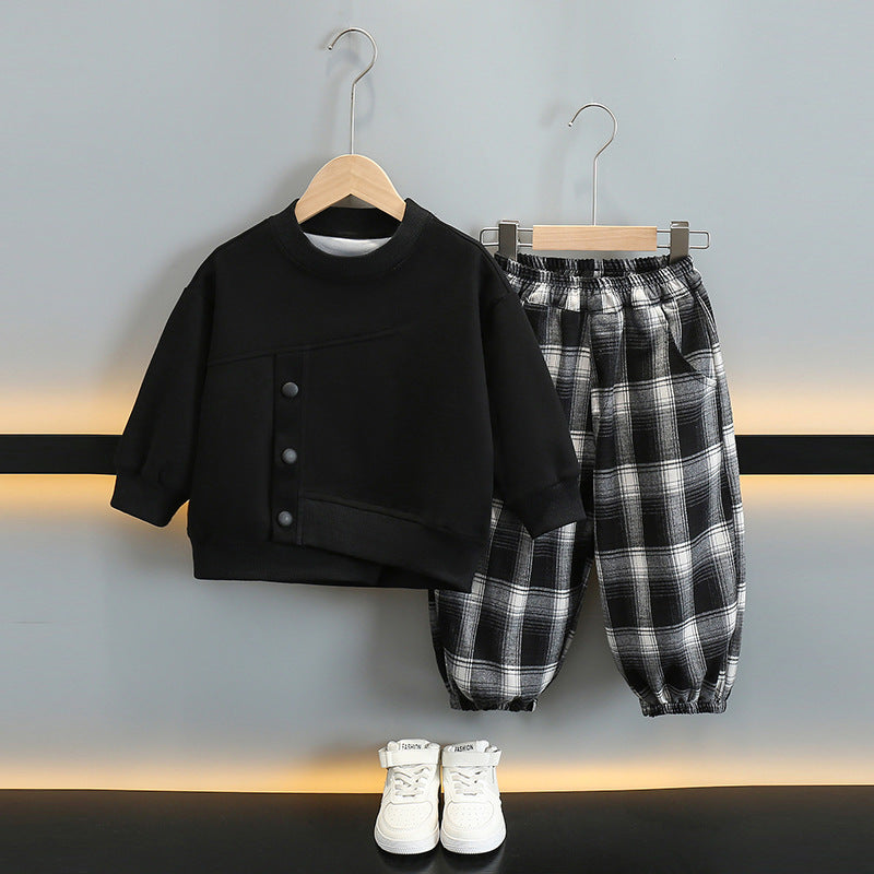 Boys Spring Autumn Casual Sweatshirt Set Two Piece Outfit