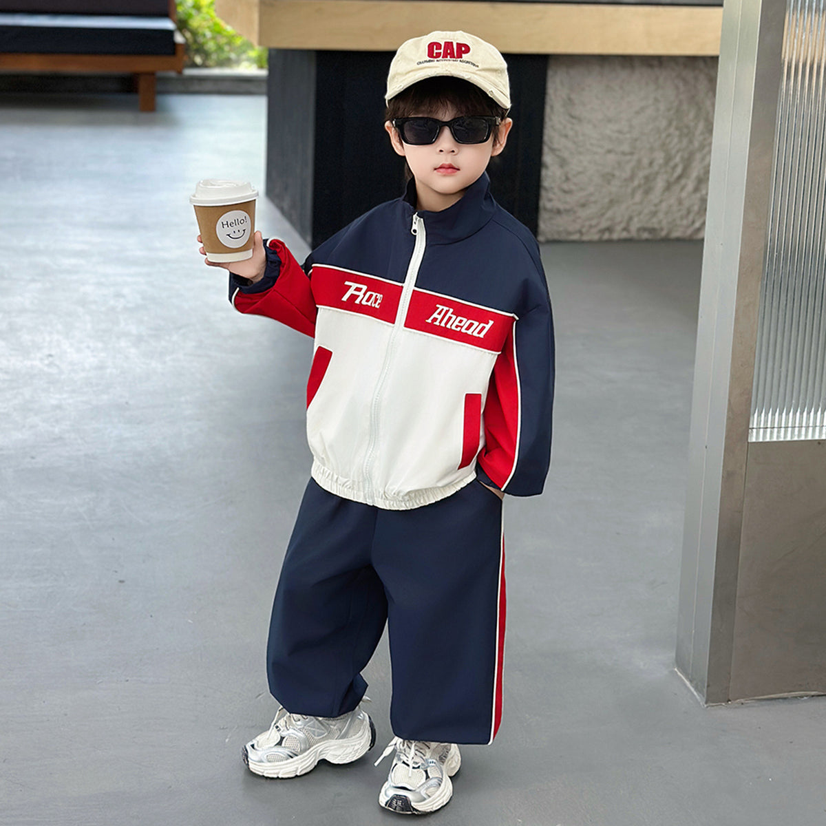 Boys' Color Block Casual Sports Two-Piece Set