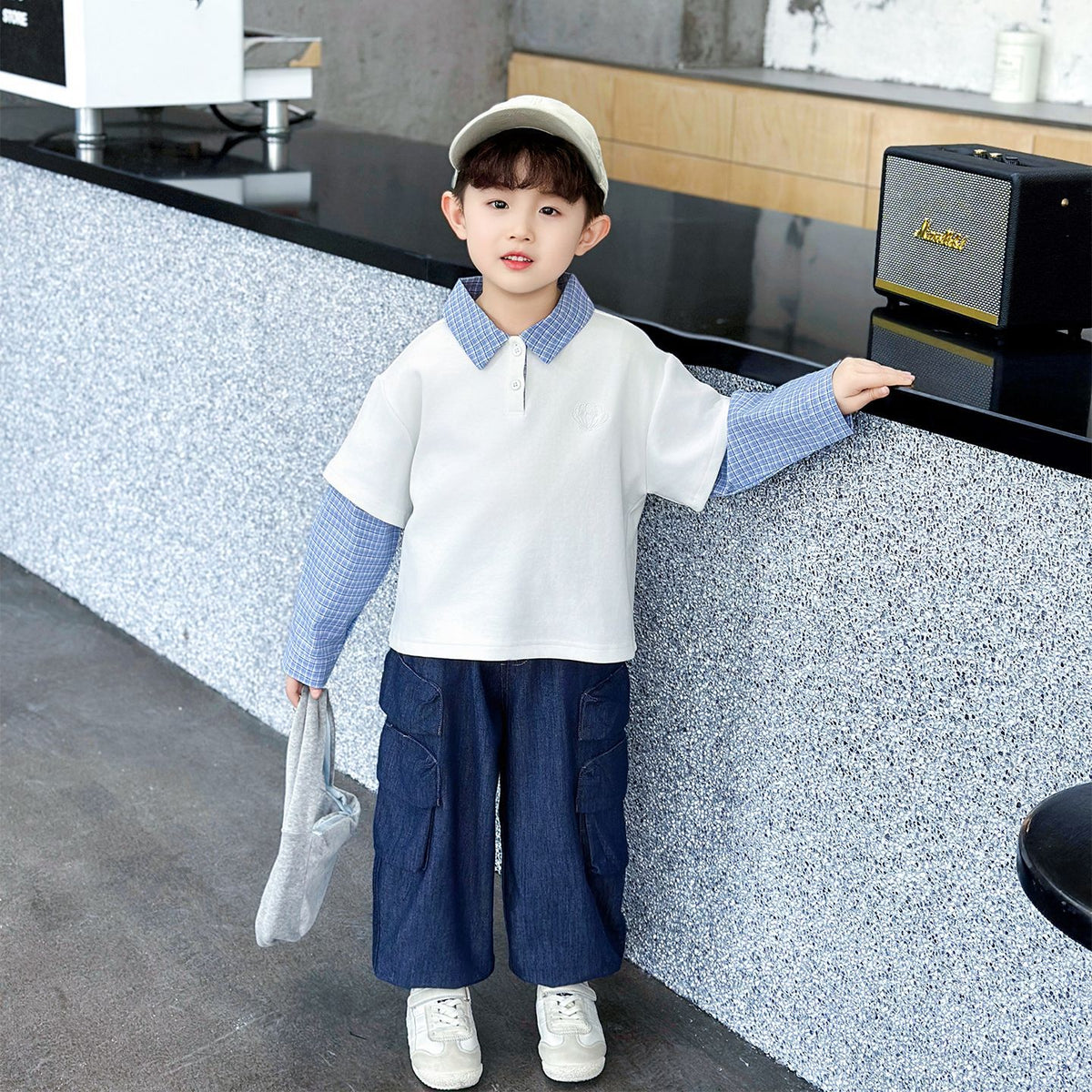 Boys' Spring Autumn Polo Shirt Two-Piece Set