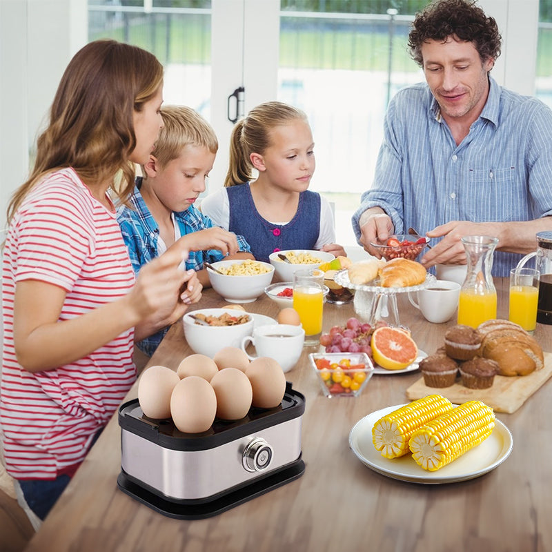 200W Power Eggs Boiler Space Saving Auto Shut-Off Smart Egg Cooker 6 Eggs Capacity Stainless Steel Rapid Egg Cooker