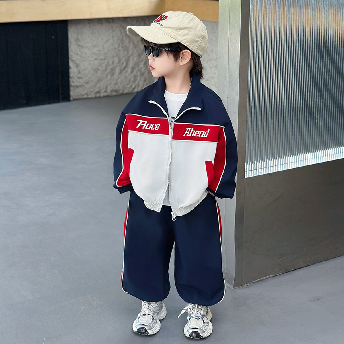 Boys' Color Block Casual Sports Two-Piece Set