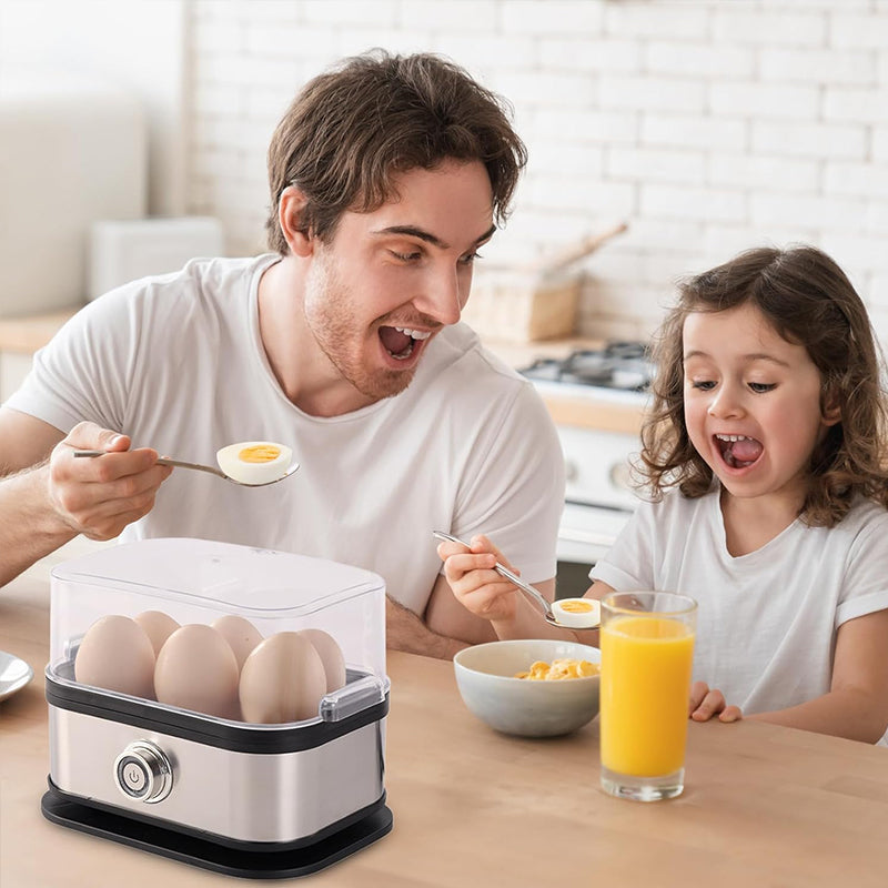 200W Power Eggs Boiler Space Saving Auto Shut-Off Smart Egg Cooker 6 Eggs Capacity Stainless Steel Rapid Egg Cooker