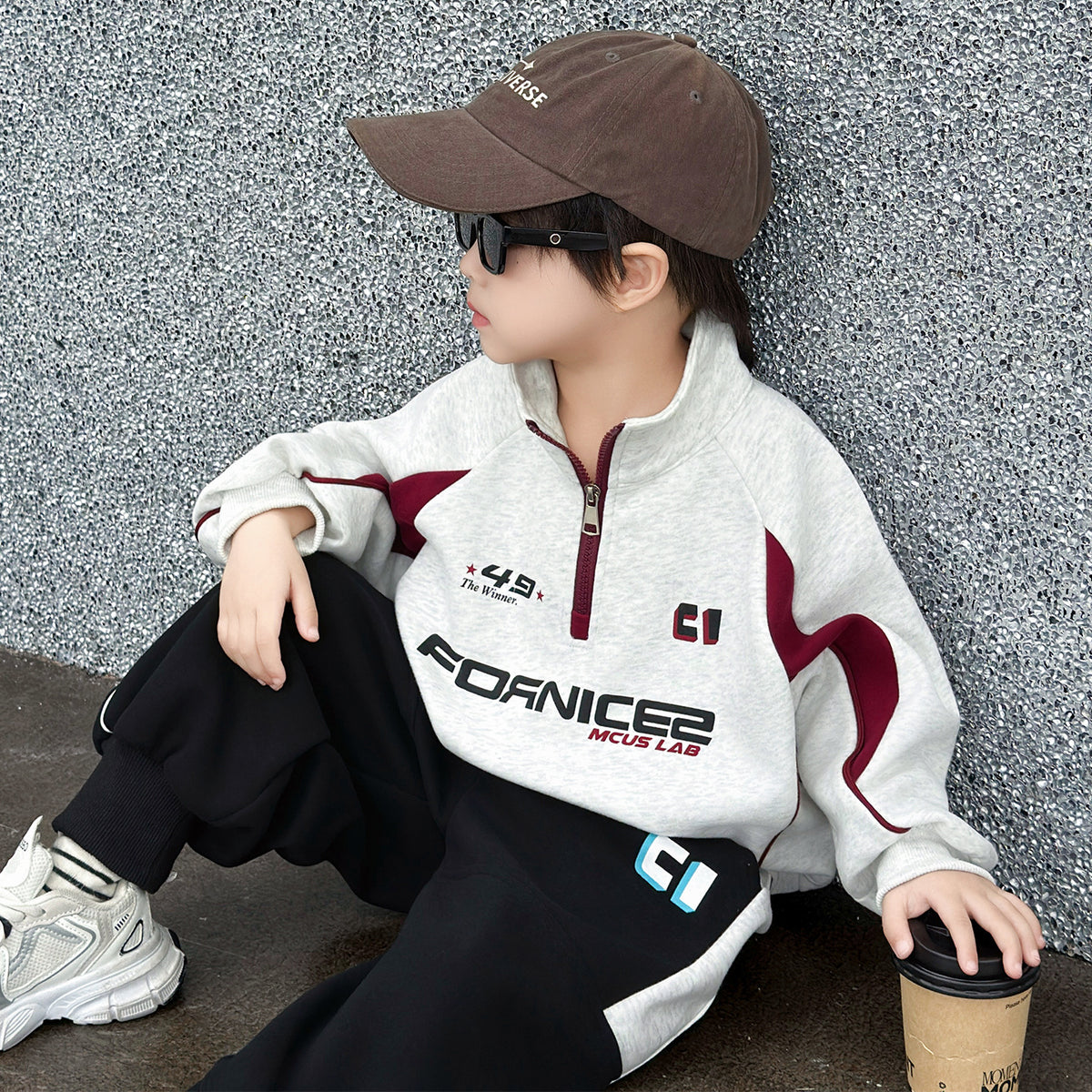 Boys Long Sleeve Casual Two-Piece Sweatshirt Set