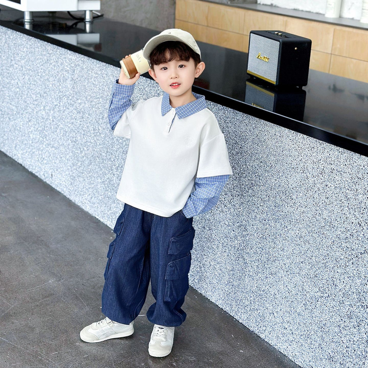 Boys' Spring Autumn Polo Shirt Two-Piece Set