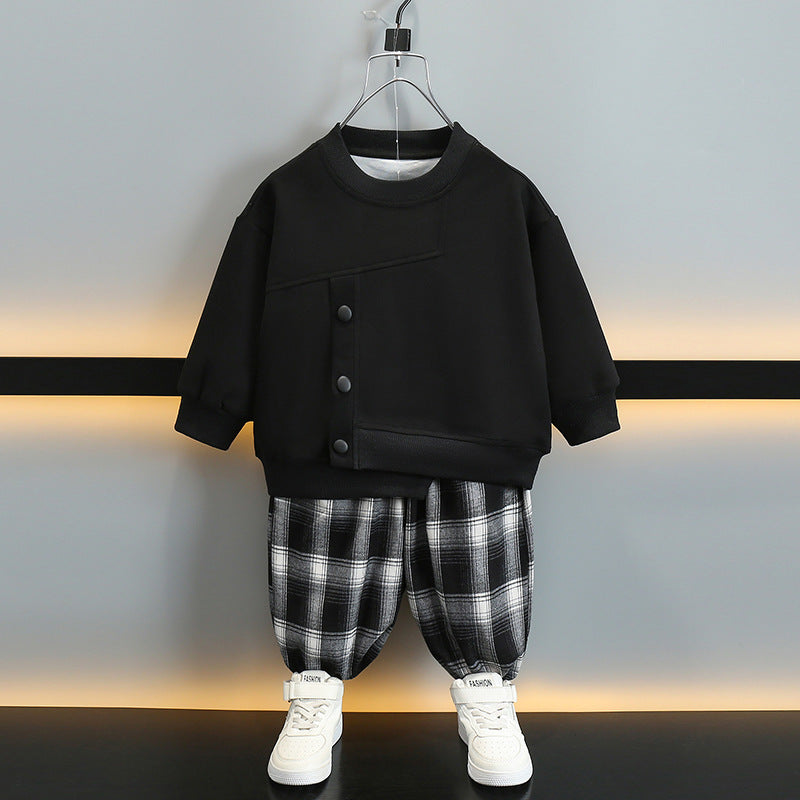 Boys Spring Autumn Casual Sweatshirt Set Two Piece Outfit