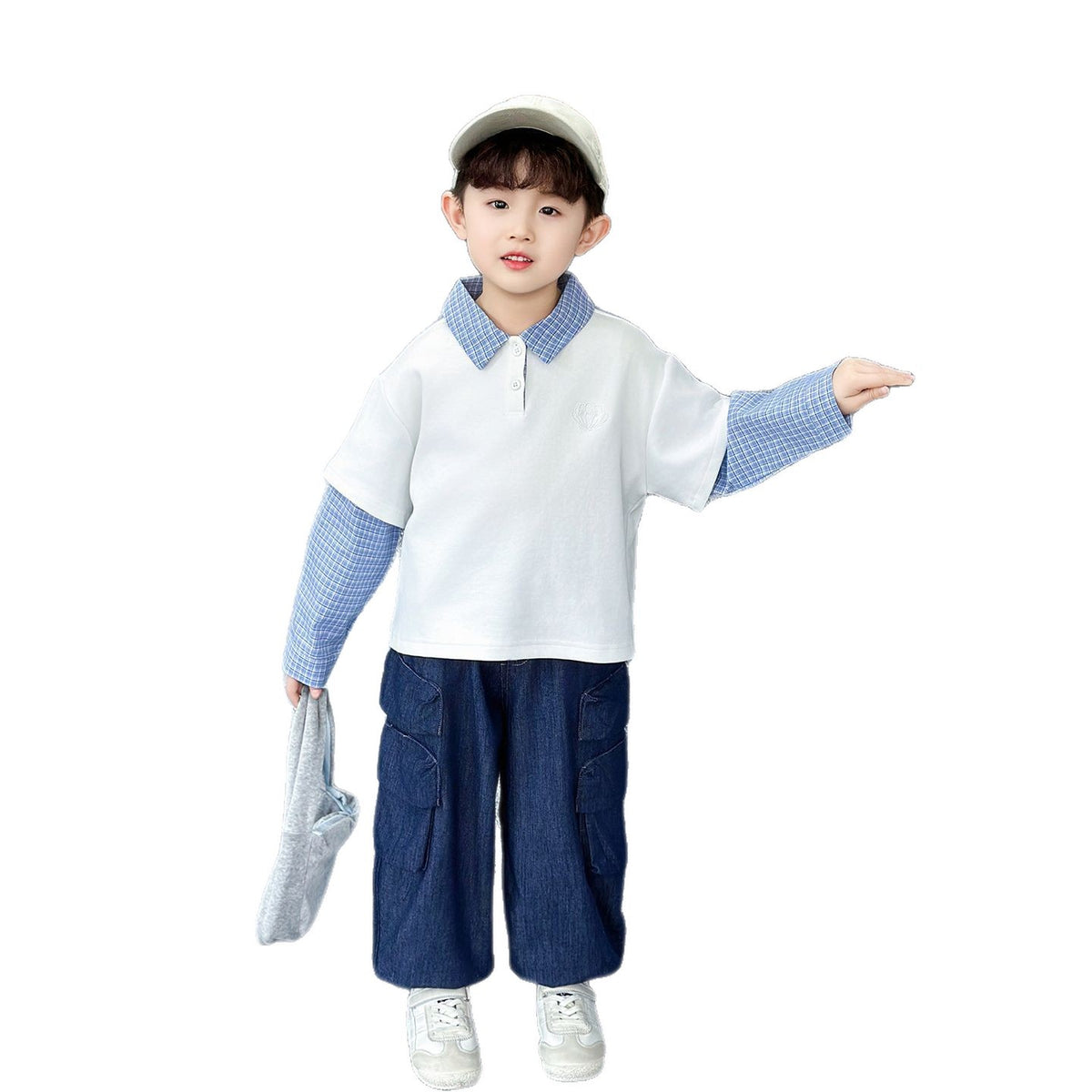 Boys' Spring Autumn Polo Shirt Two-Piece Set