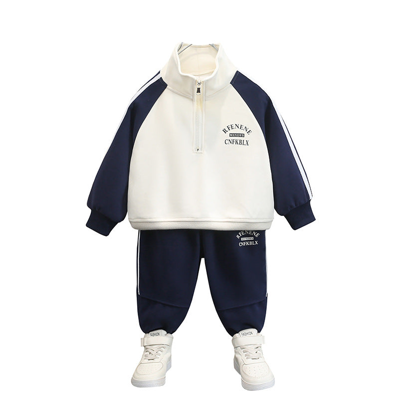 Boys Spring Autumn Sports Two-Piece Set, Long Sleeve Zip-Up Jacket  Pants, Casual Outfit for Kids