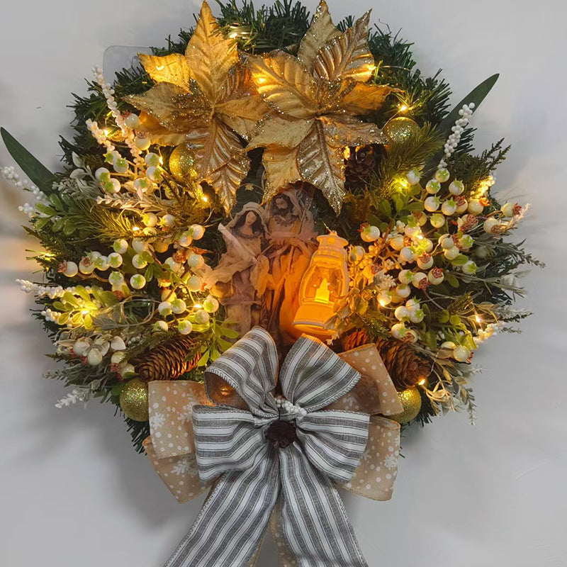 2025 Red Gold Christmas Wreath Garland - Front Door & Wall Holiday Decoration