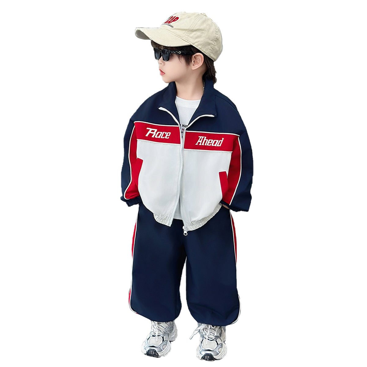 Boys' Color Block Casual Sports Two-Piece Set