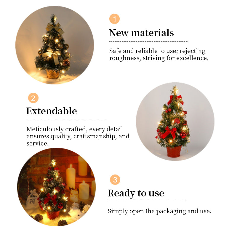40CM LED Christmas Tree Night Light, Battery Operated Tabletop Decor with Warm White Lights for Home Office Christmas Decoration