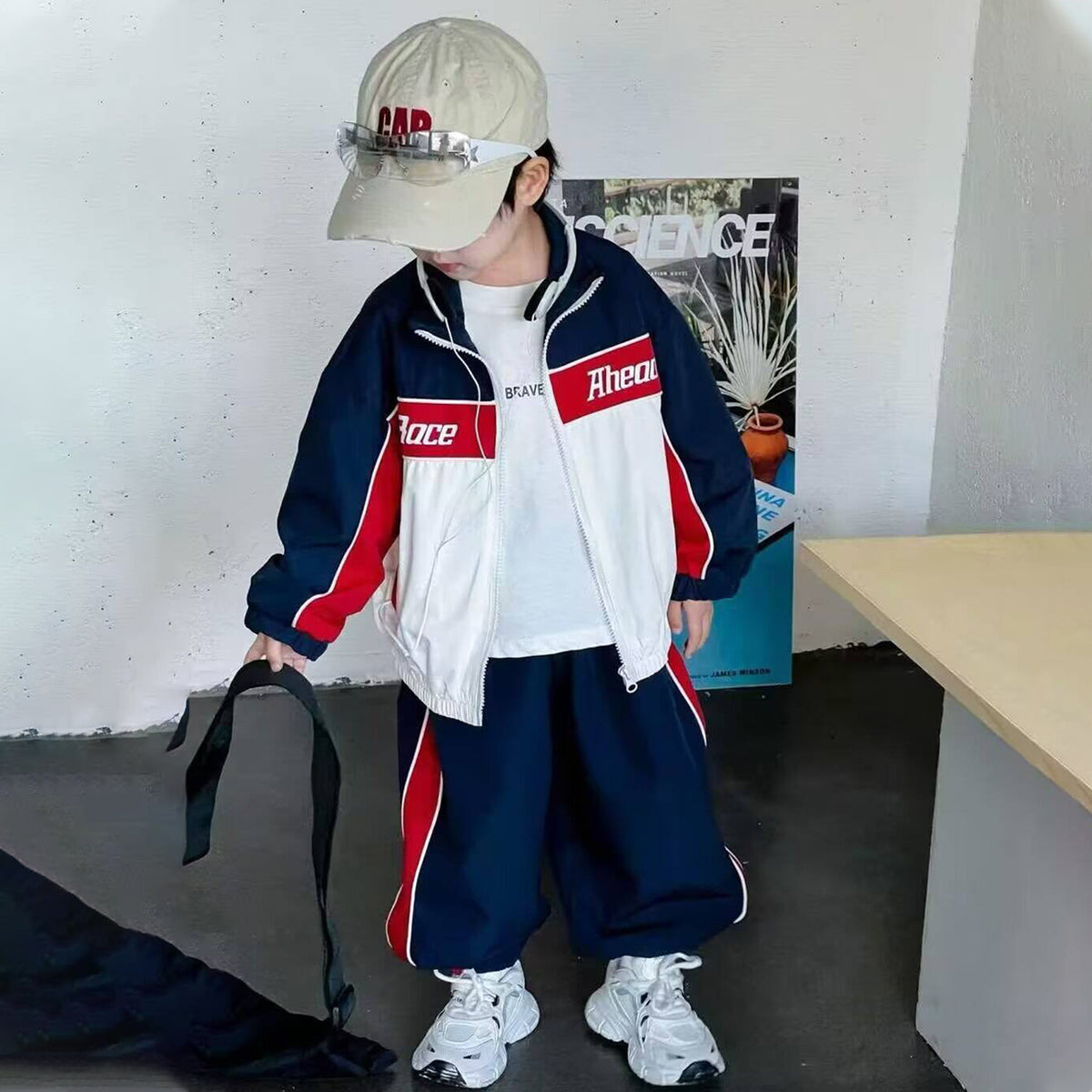 Boys' Color Block Casual Sports Two-Piece Set