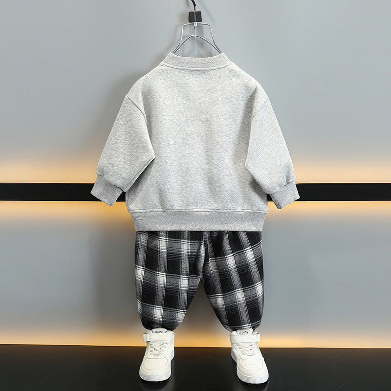 Boys Spring Autumn Casual Sweatshirt Set Two Piece Outfit