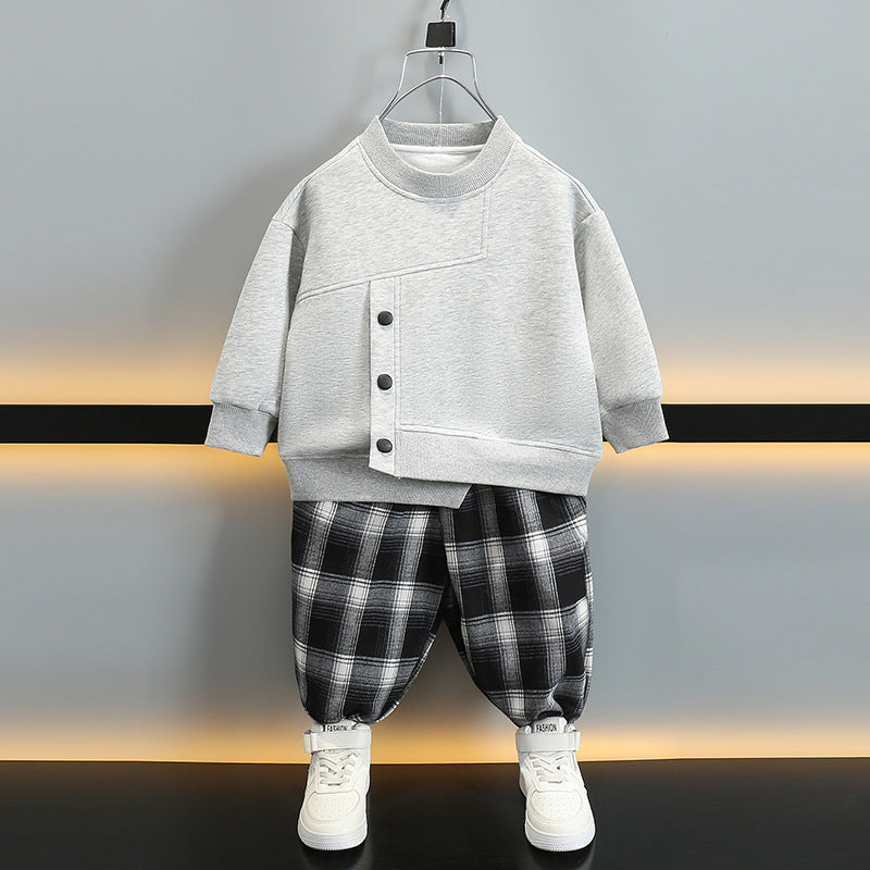 Boys Spring Autumn Casual Sweatshirt Set Two Piece Outfit