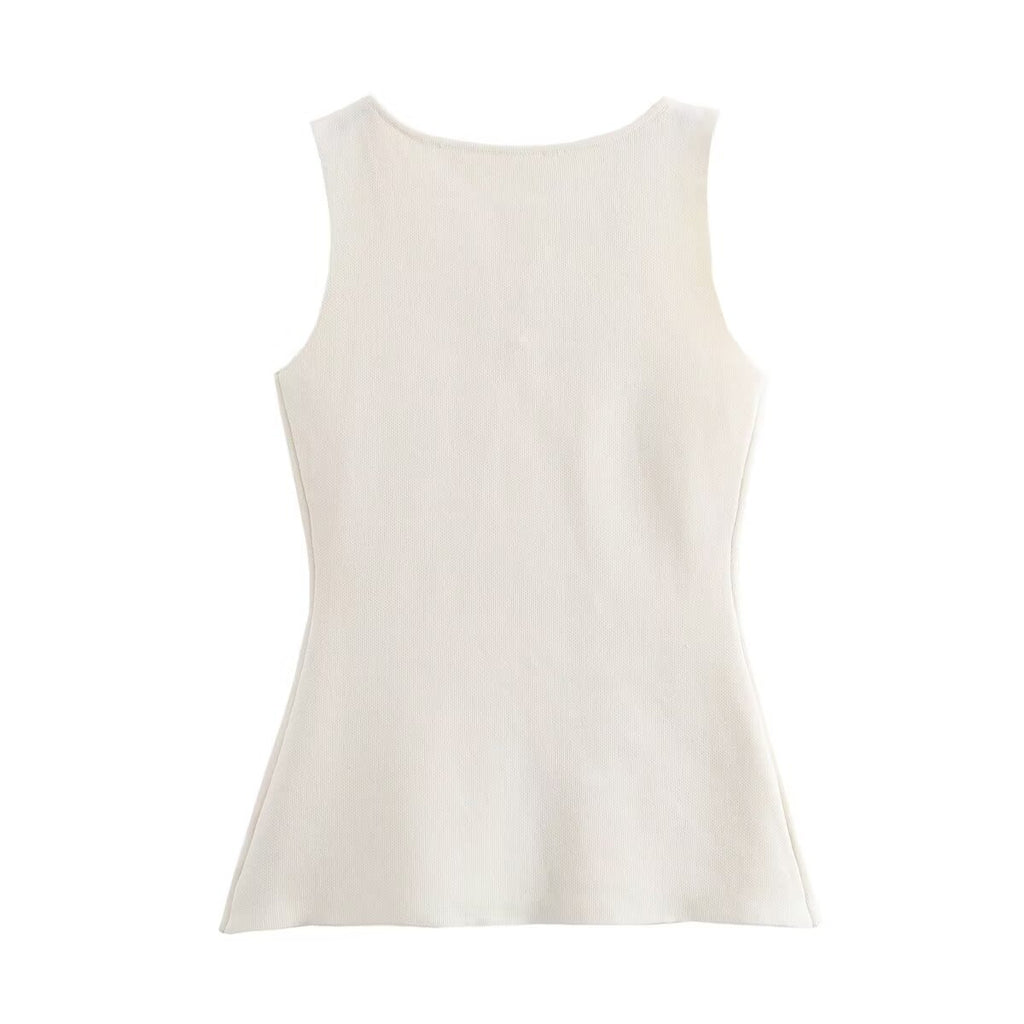Autumn new gold breasted slim knit vest