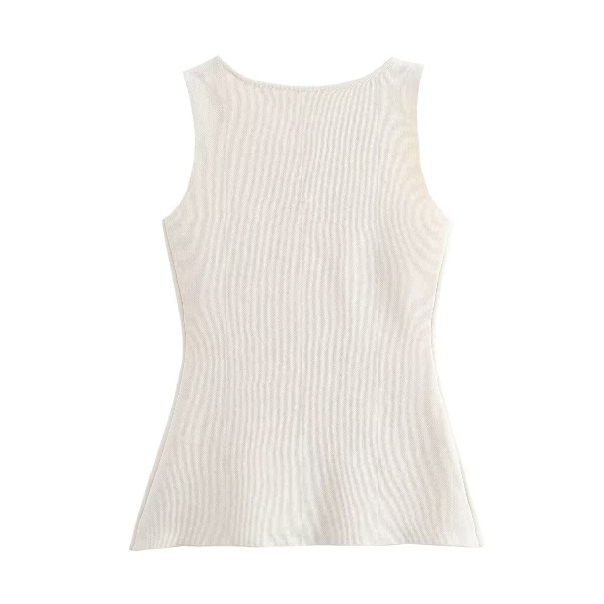 Autumn new gold breasted slim knit vest