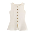 Autumn new gold breasted slim knit vest