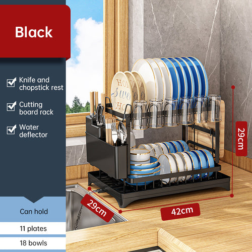 2-Tier Household Dish Rack: Countertop Storage with Drainboard