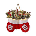 2025 Creative Glove-Shaped Christmas Garland - Faux Flower Crown, Door/Window Decor, Door Sign for Christmas Parties