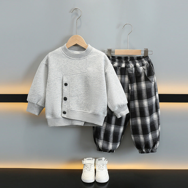 Boys Spring Autumn Casual Sweatshirt Set Two Piece Outfit
