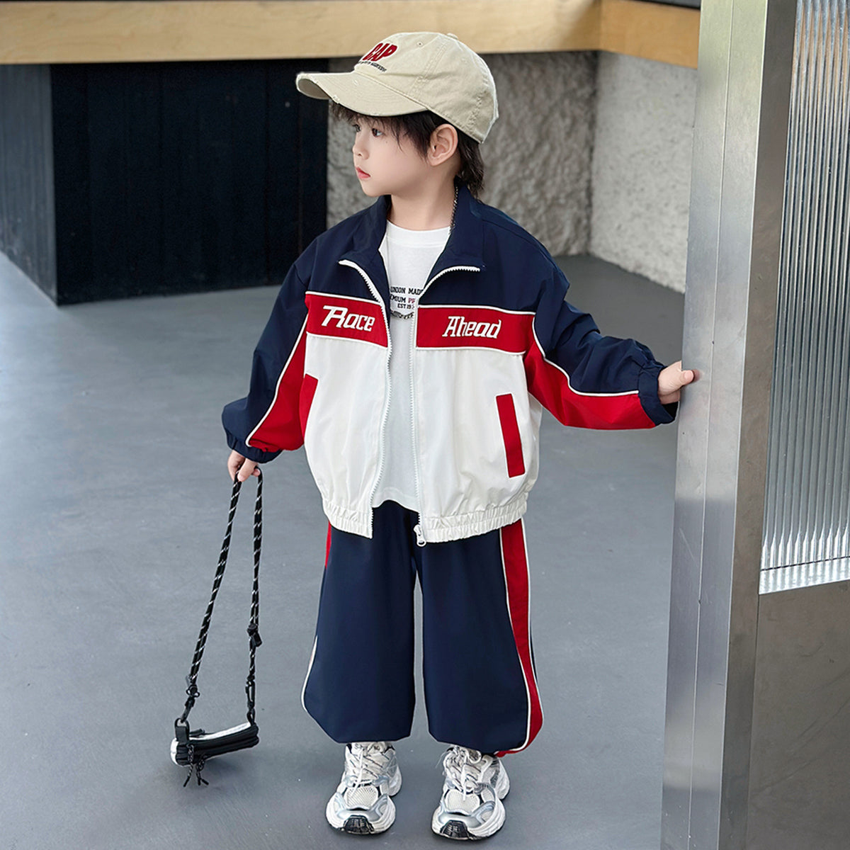 Boys' Color Block Casual Sports Two-Piece Set