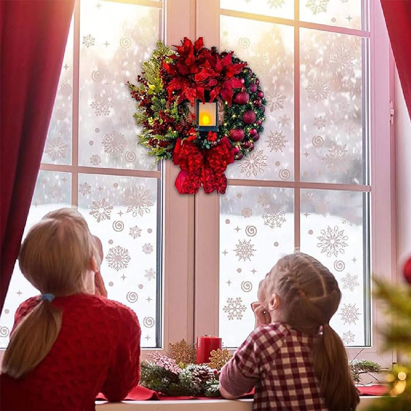 2025 Red Gold Christmas Wreath Garland - Front Door & Wall Holiday Decoration