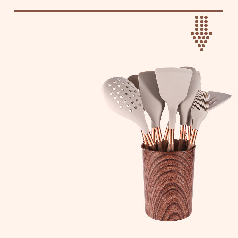 10 Pieces Kitchen Tools Set Wooden Handle Cooking Kitchen Utensil Set Silicone Utensils