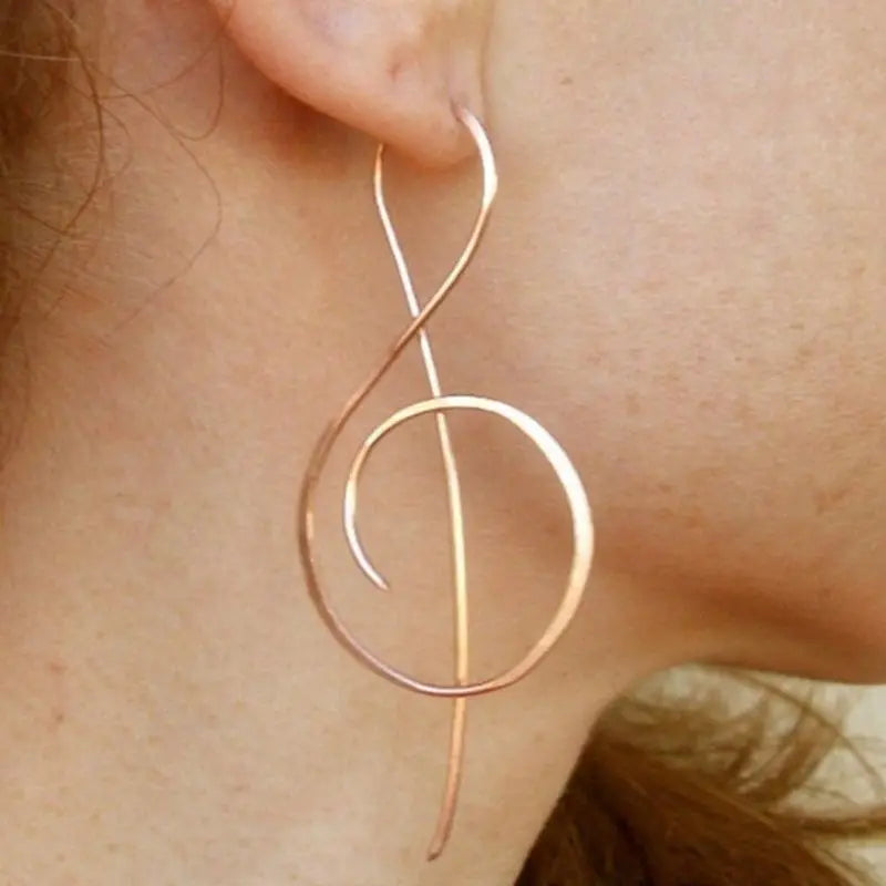 14K Rose Gold Note Earrings