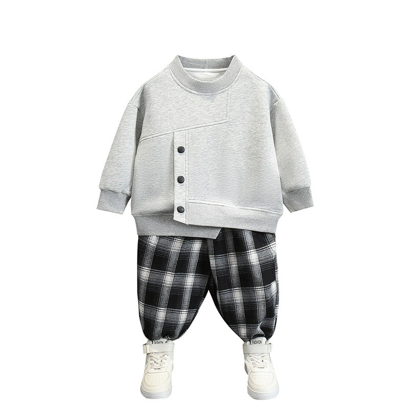 Boys Spring Autumn Casual Sweatshirt Set Two Piece Outfit